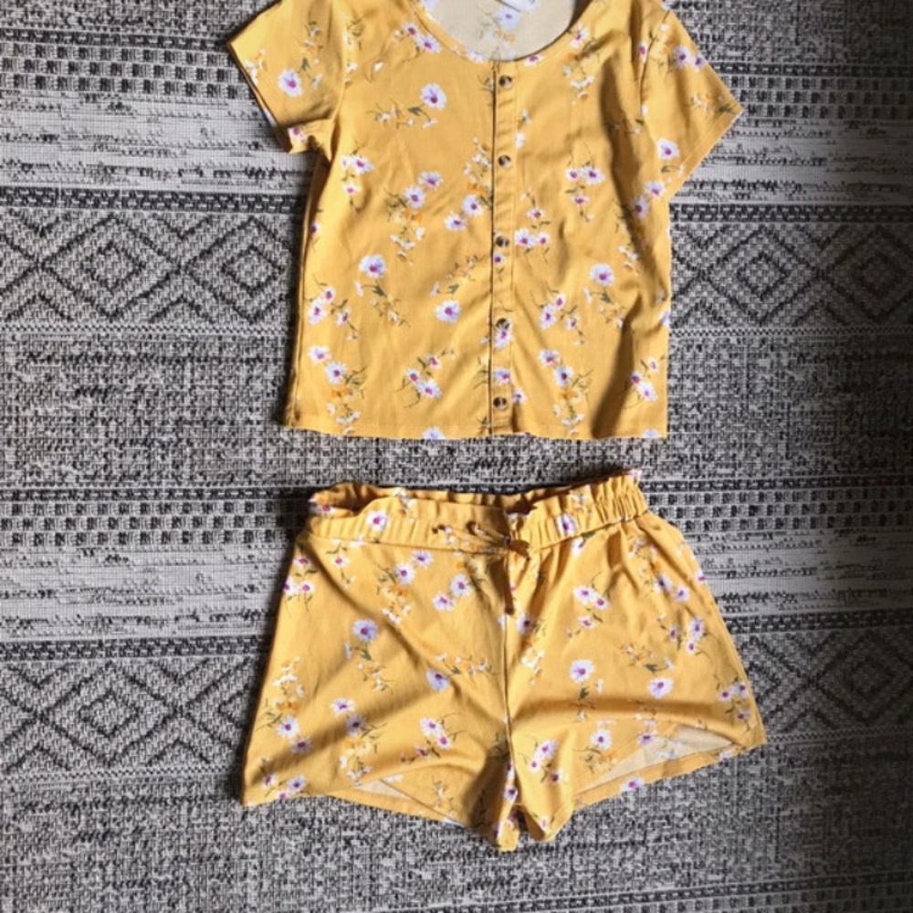 Belle Du Jour Yellow and Purple outfit with a  Floral Design
